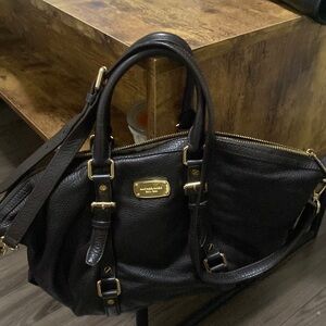 Michael Kors Bedford Brown Pebbled Leather Satchel Handbag and matching wallet